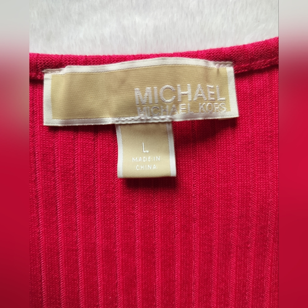 Michael Kors Women's Ribbed Stretch Knit Tank Coral Dress Sleeveless Size L‎ - Picture 12 of 12